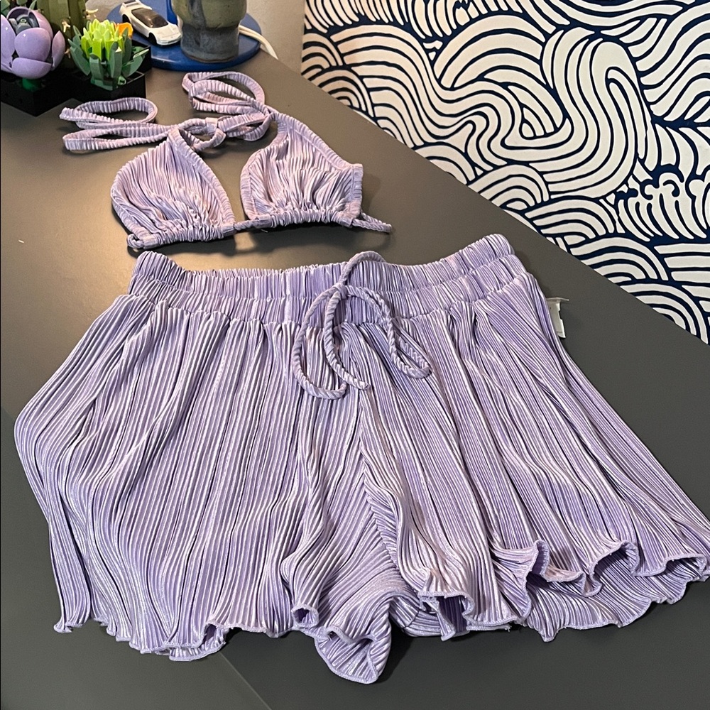 Itzy Lavender Bikini/Shorts Set